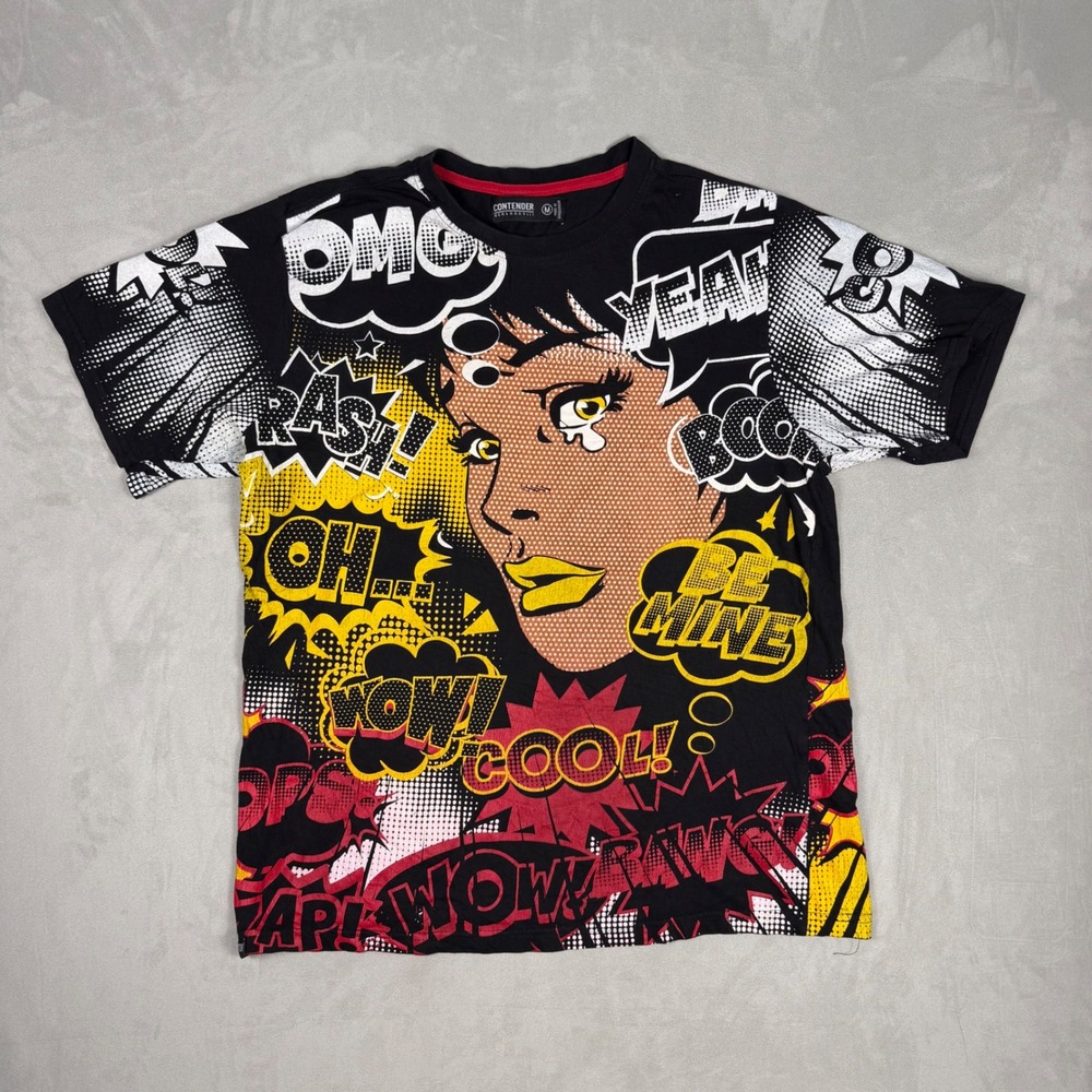 Y2K Mens Contender Comic Pop Art Graphic T-Shirt Streetwear Medium